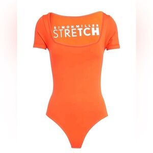 Simon miller eero square neck bodysuit in coral